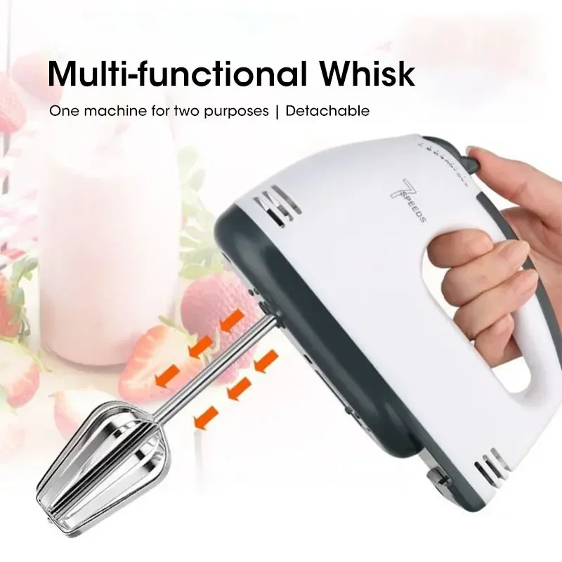 Handheld Electric Egg Beater, Household Automatic Mixer, Handheld Food Cake Bread Baking Dough Mixer, 7-speed Cream Blender