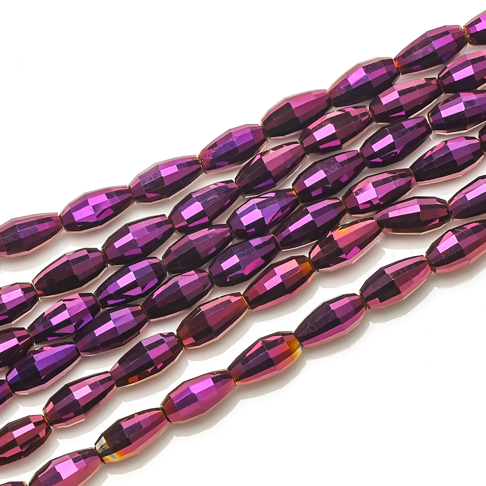 30Pcs 6x10mm 면처리된 유리 크리스탈 타원형 비즈 느슨한 스페이서 공예품 쥬얼리 DIY 만들기 수제 귀걸이 목걸이 액세서리