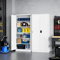 Yizosh Metal Garage Storage Tool Cabinet with Lock 71" Locking 2 Doors 5 Shelves Tall Steel Garage Heavy Duty File (White) 1