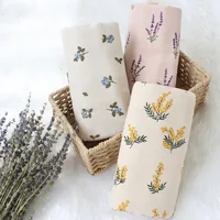 Baby Swaddle Wrap 100% Organic Cotton Muslin Blankets for Newborn Infant Receiving Blanket Swaddle Flower Print Gauze Bath Towel 1