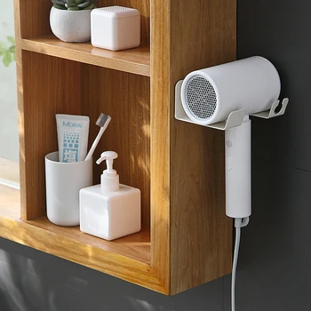 1 PC เครื่องเป่าผมโลหะผู้ถือติดผนัง Punchless Self-กาวเครื่องเป่าผมในครัวเรือน Washroom Dressing Room Rack เครื่องมือ 2