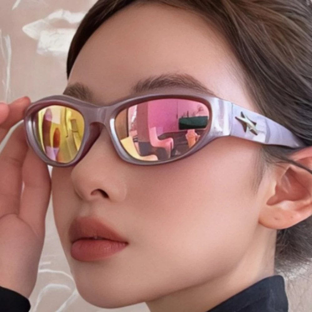 

Y2K Sunglasses for Women Men Punk Slivery Cat Eye Star Spicy Hot Girl 2000'S Sun Glasses Eyewear Goggles Shades Oculos De Sol