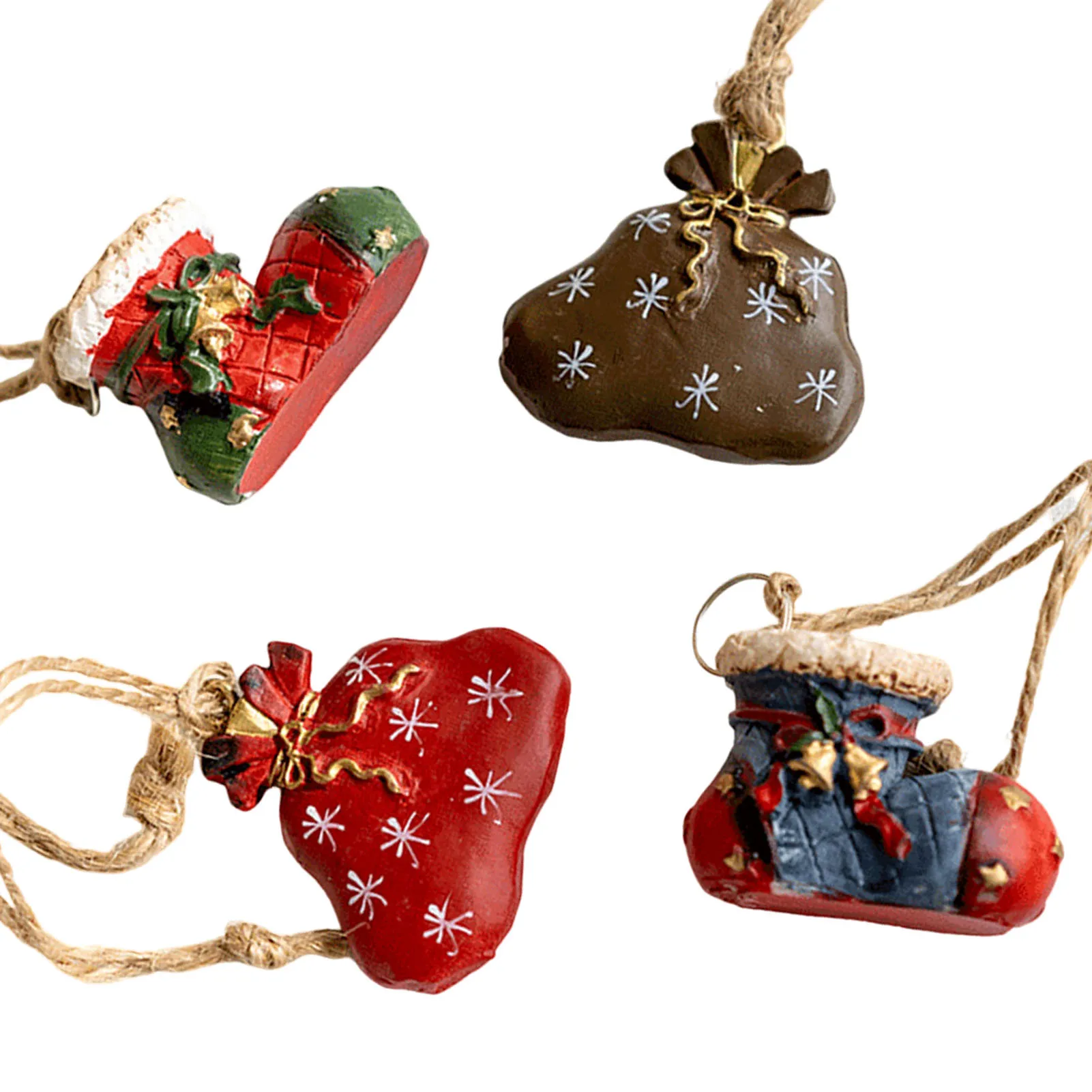 

4pcs Christmas Hanging Tree Figurines Cute Vivid Stock Gift Box Ornament Gift for Friends Family Members