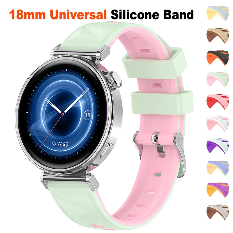 Sporty 18mm Silicone Smartwatch Replacement Band Bracelet, 41mm Wristband Accessory