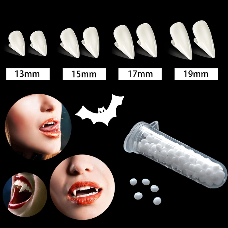 1Pair Halloween Vampire Zombie Teeth DIY Solid Resin Denture Decor