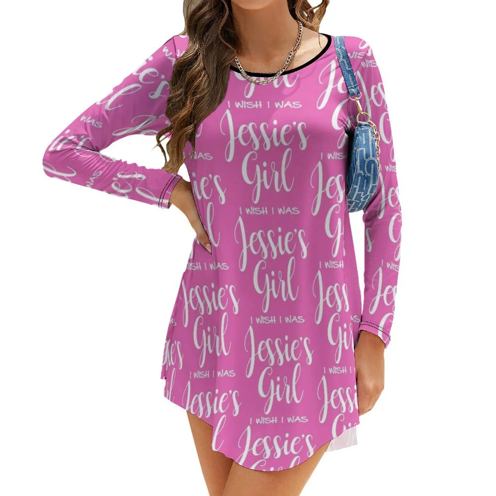 

I wish I was Jessie's Girl - White Long-Sleeve Dress Women's summer long dress festival outfit women