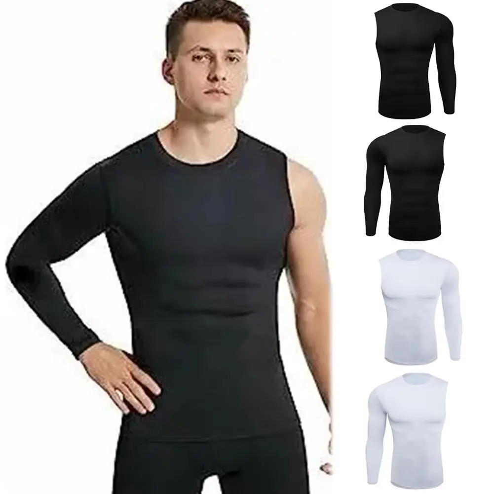 

Men's Compression Long Sleeve T-Shirt For Basketball Gym Running Outdoor Fitness - Quick Dry 1 Arm Tight Fit Base Layer