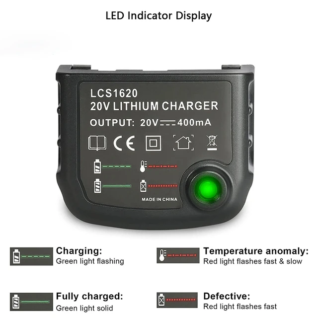 Lcs1620 Lithium Battery Charger For Black & Decker Rechargable Battery  Charger 20v For Lbxr20 Lb20 Lbx20 Lbx4020 Lb2x4020 Part - Chargers -  AliExpress