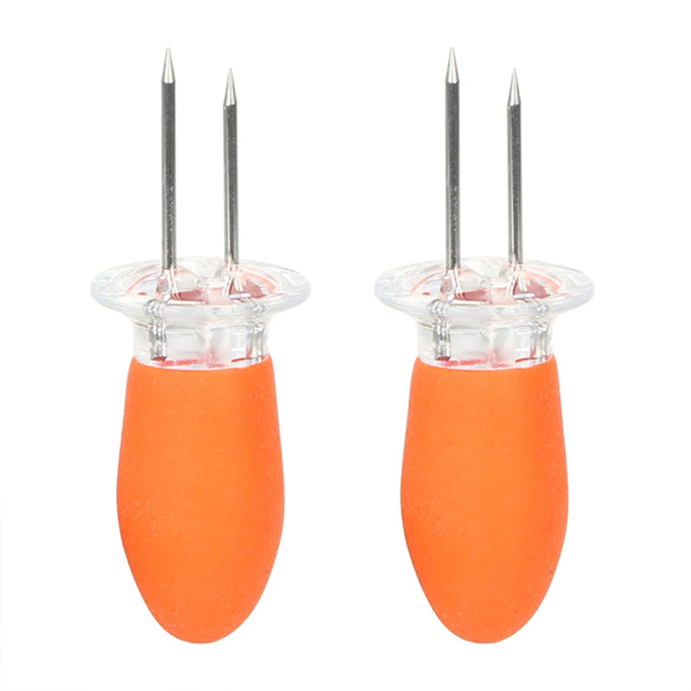 1~4PCS Set BBQ Corn Holders Safe Stainless Steel Corn On The Cob Holders Skewers Needle Prongs For BBQ Barbecue Hand Tools