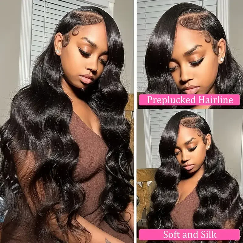 38 40 Inch Real Raw Body Wave Human Hair Wigs Black Pre Plucked 13x6 Wet And Wavy Lace Frontal Wig Human Hair HD Lace Front Wig 3