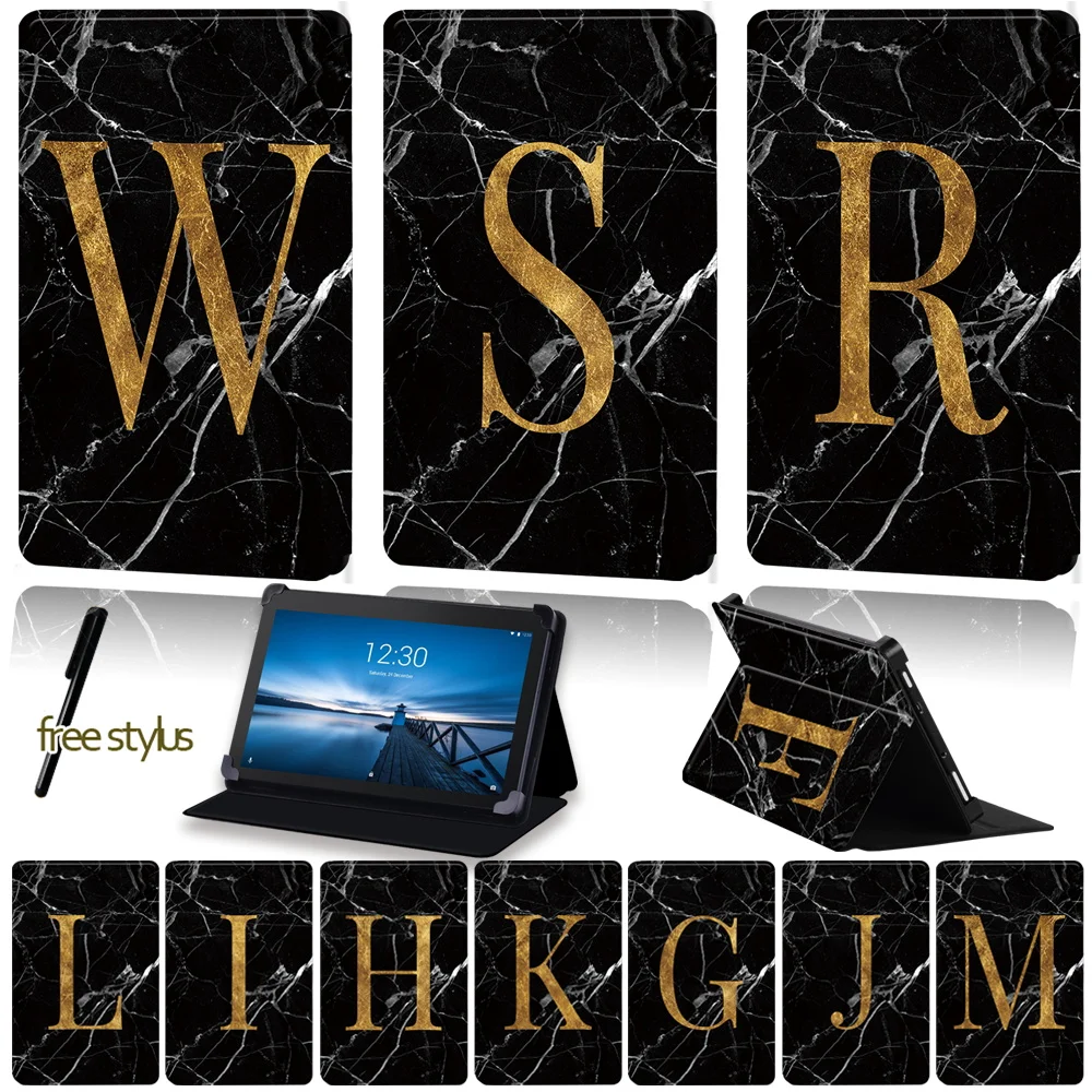 

Universal PU Leather Tablet Stand Case for Lenovo Tab E7 /Tab E8 /Tab E10 Dust-proof Blackmarble Pattern Flip Protection Cover