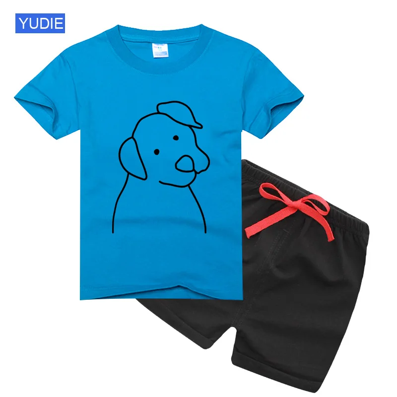 

2022 Summer Baby Boys Girls Cartoon T Shirt + Shorts Set Clothes Kids Cute Dog Cartoon 2pcs Children Pajamas Girls Clothing Sets