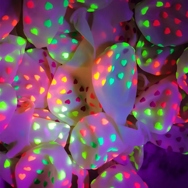 Fluorescent Balloon Glow In The Dark Dots Heart Star Latex Luminous Balloons For Wedding Birthday Party Decors