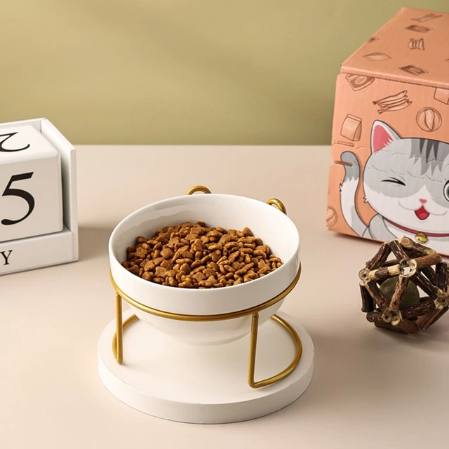 Ceramic Bowl for Kittens and Puppies 500ML Pet Water Feeder Cat Food Dispenser with Elevated Stand Ideal Cat Accessory Feeding