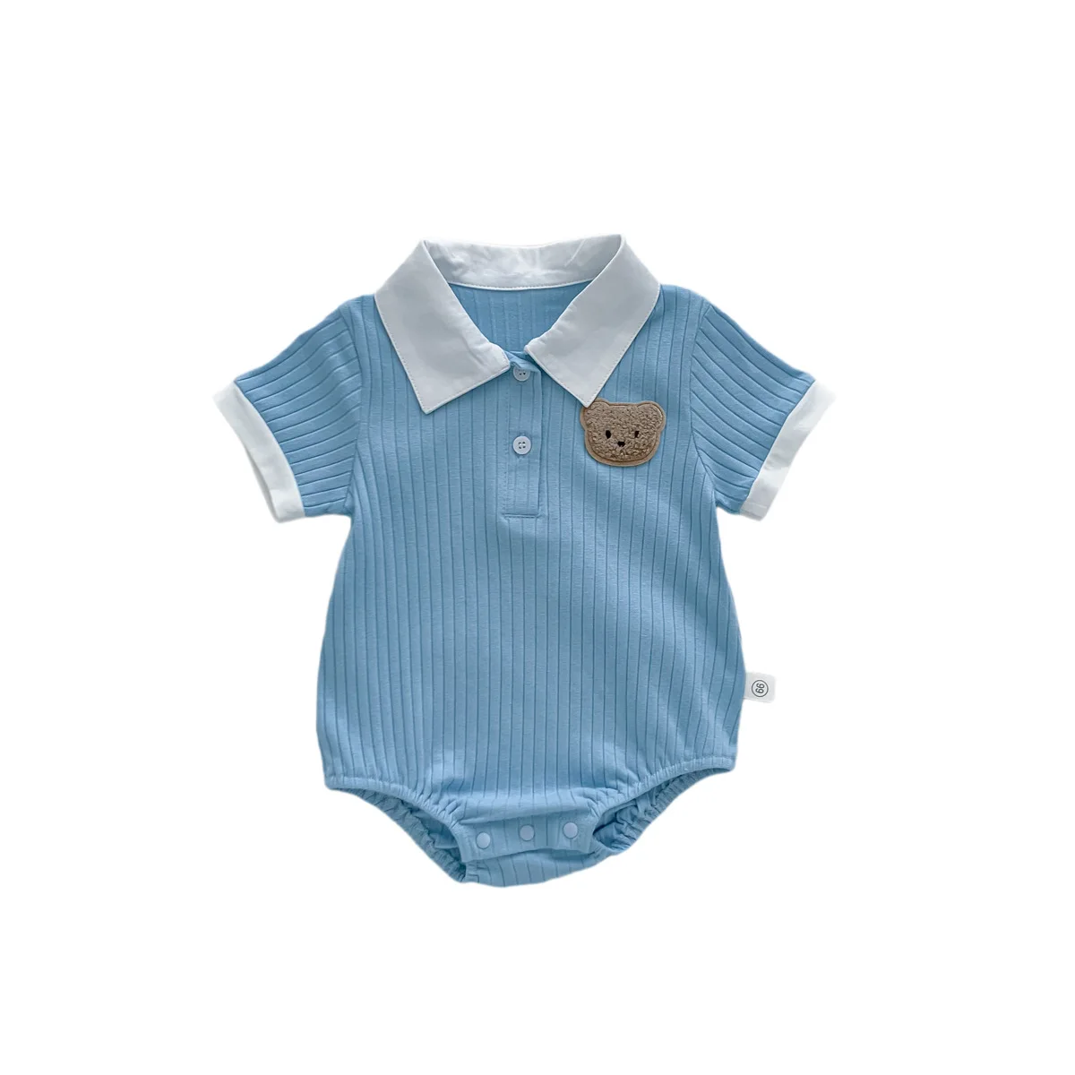 2023 abbigliamento per bambini estate nuovo cartone animato orso neonato pagliaccetto tuta a maniche corte in cotone lavorato a maglia - immagine 3