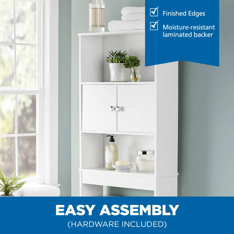White 23 In. W Space Saver Bathroom with 3 Fixed Shelves