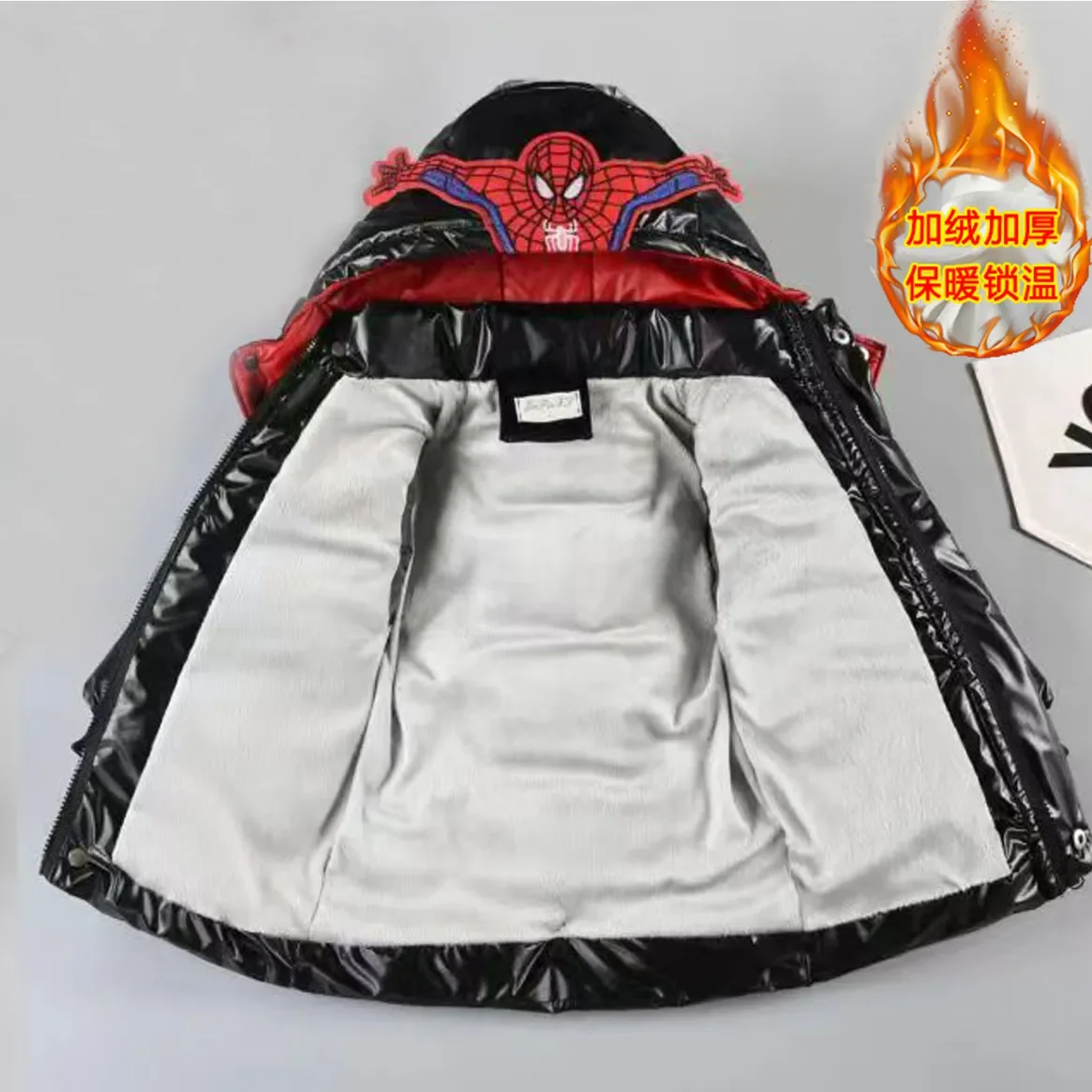 Down Jacket Baby Boy down Coat Winter Clothes Kids Spiderman Thicken Cotton-Padded Jacket Warm Hooded Parka Children Clothing Outerwear