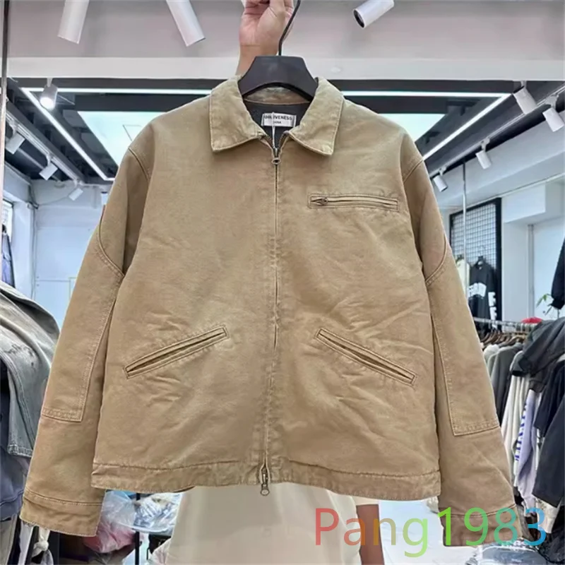 

Streetwear Heavy Fabric Denim Jacket Men Women Washed Worn Out Jacket Coat Versatile Plushed Work Coats