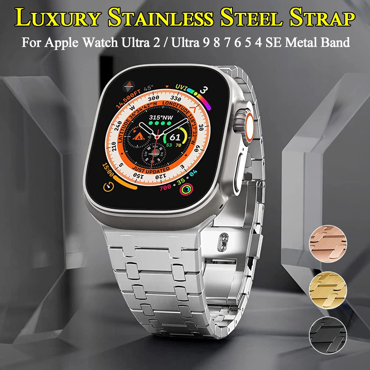 

Luxury Stainless Steel Strap For Apple Watch Band Series 9 8 7 6 5 4 Metal Bracelet For IWatch Ultra 2 49mm 45mm 44mm 42 Correa