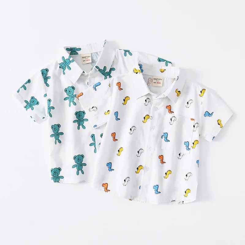 

Cute Cartoon Dinosaur Boys Polo Shirts Summer Kids Cotton Breathable Short Sleeve Toddler Tops Tees Children Kids Clothes