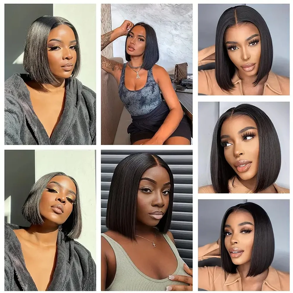 Human hair wig lace front wig human hair wigs front lace wig 2X6 Lace Deep Part Bob Wig Human Hair Straight 18 Inch 250% Density Double Drawn Transparent Lace Closure Short Bob Wig Virgin