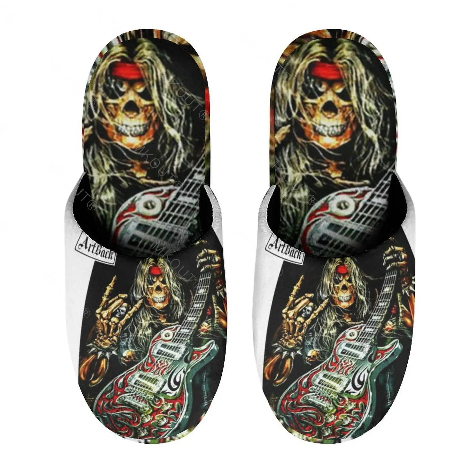 

Heavy Metal Rock Skull Guitar Grim Reaper Gothic (9) Warm Cotton Slippers For Men Women Thick Soft Soled Non-Slip Fluffy Shoes