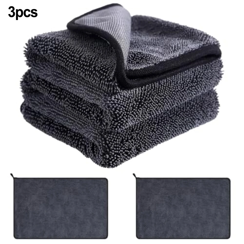 3개입 마이크로화이버 자동차 타월 차량 세척 천 자동차 청소 건조용 초흡수성 자동차 창문 유리 세척 타월 용품 40x60cm
