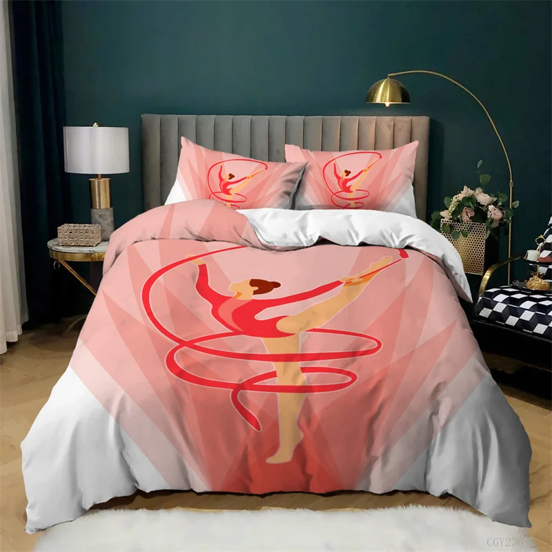 Homewish Bettbezug für Gymnastik, 140 x 200 cm, Bettwäsche, Weltraumstern, Pailletten, Geschenke für Turnerinnen für Mädchen und Kinder, Bettwäsche-Set Regenbogen, Sternenhimmel, Purpur Blaugrün