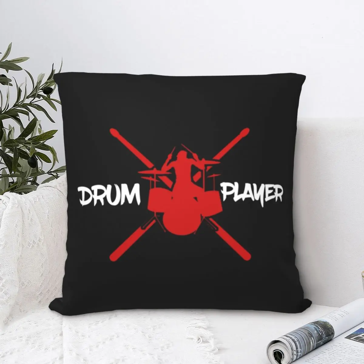

Drum Player Racerback Square Pillowcase Polyester Pillow Cover Velvet Cushion Zip Decorative Comfort Throw Pillow Living Room