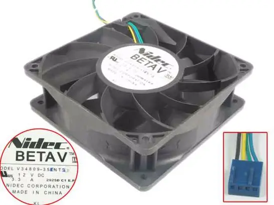 

Nidec V34809-35ENT2 DC 12V 3.3A 120x120x38mm 4-Wire Server Cooling Fan