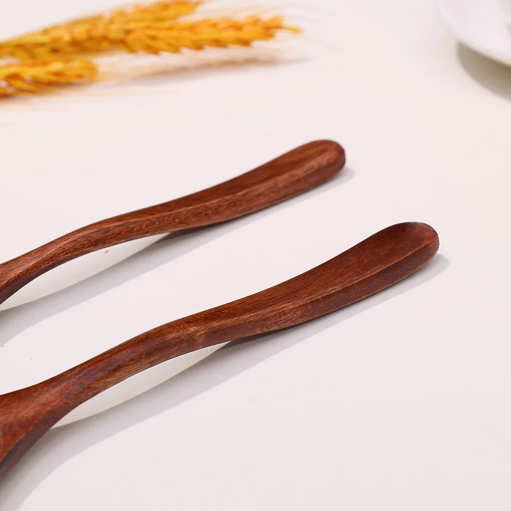 Wooden Tea Spoons Long-handle Soup Scoop Ellipse Ladle Sets Kitchen Spice Honey Coffee Stir Spoons Home Tableware Supply 1-12PCS cutlery set