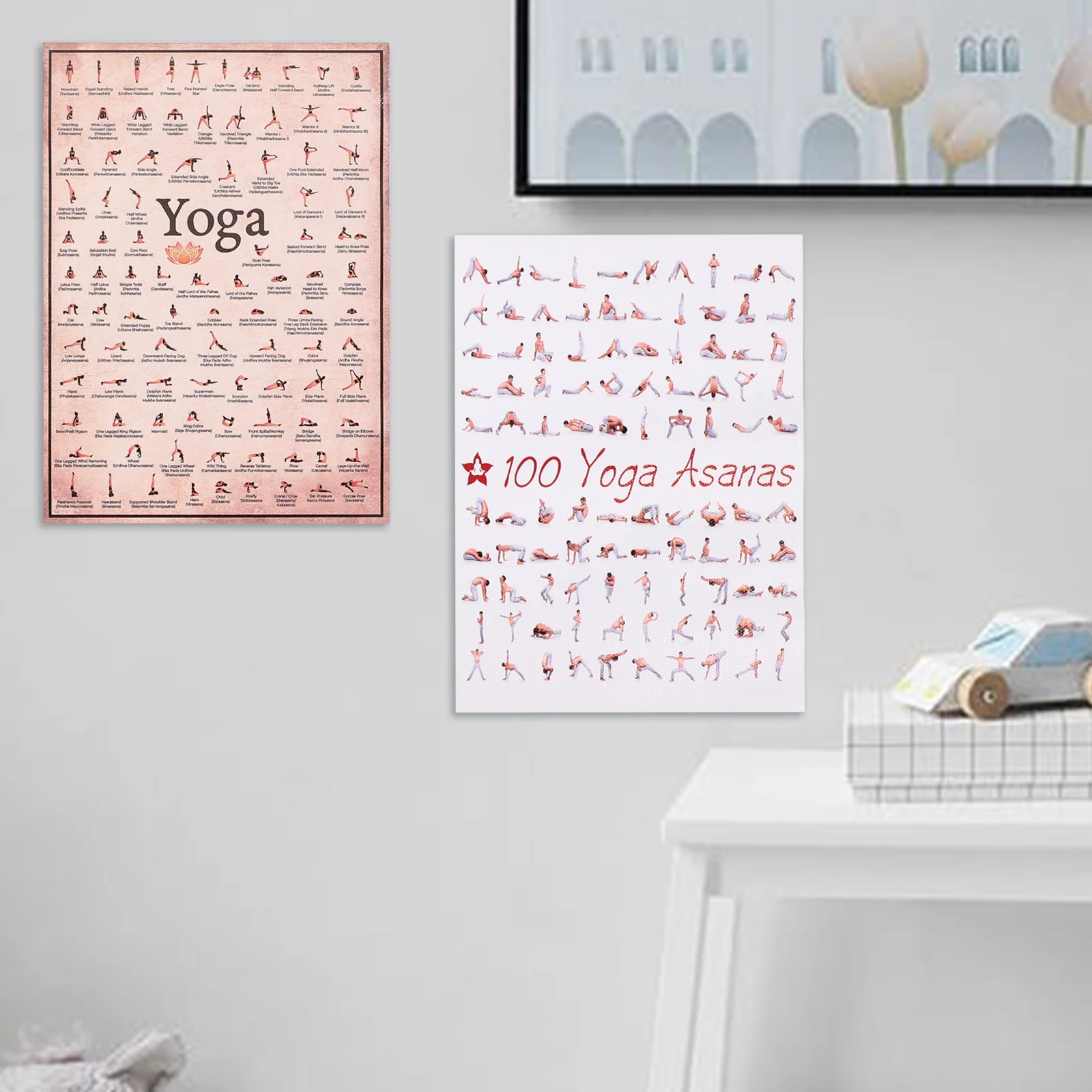 6 pezzi decorare Yoga Poster Fitness Vintage Stretching esercizio tela immagine domestica