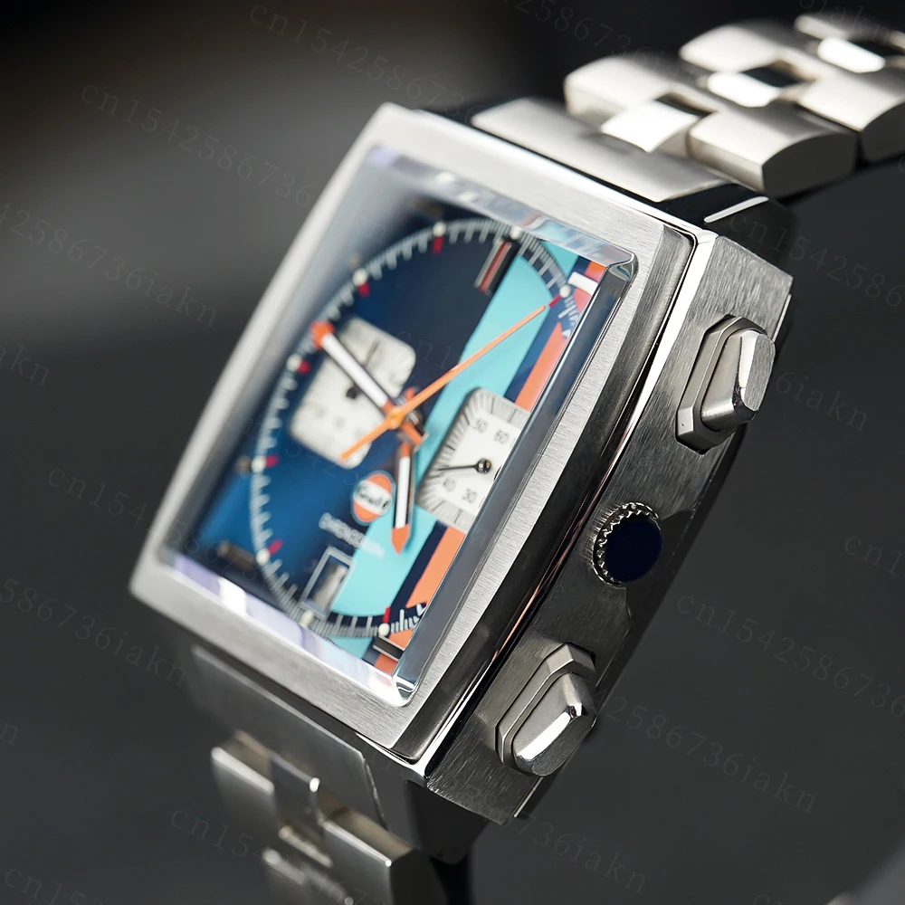 2022 Fashion New Square Color Bar 37mm Men's Leisure Sports Sapphire Mirror Stainless Steel Material Waterproof Quartz Watch