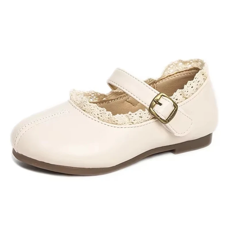 Girls Toddler Shoes Flat Shoes Spring Autumn Princess Lace PU Leather for 3-11 Ages