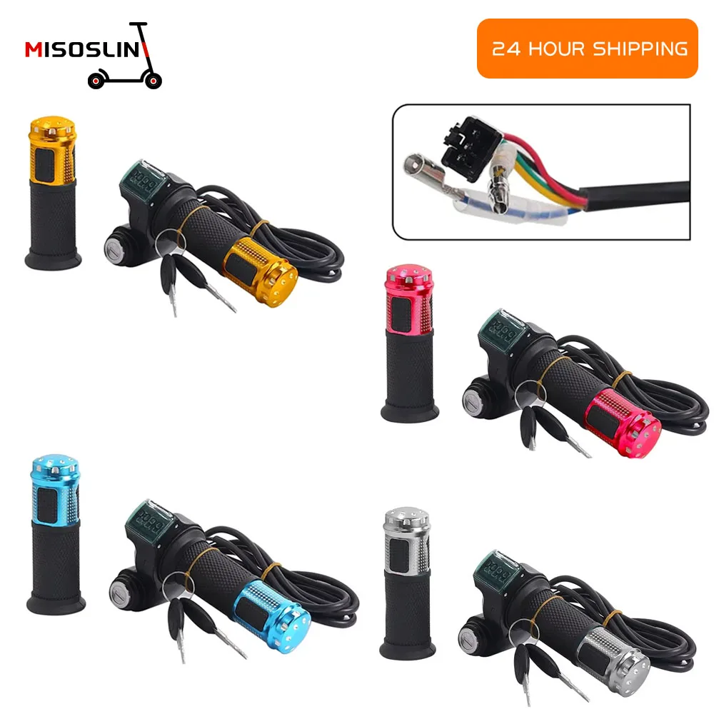 Electric Throttle 12V-90V Handle Grip Speed Accelerator For Electric Bike Scooter with LED Digital Display Indicator Key Switch