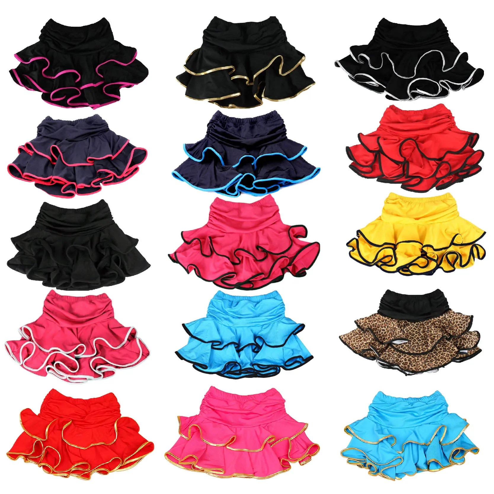 Girls Latin Dance Skirt Ballroom Samba Chacha Dancing Dress Culottes for Kids Performance Show 10 Colors