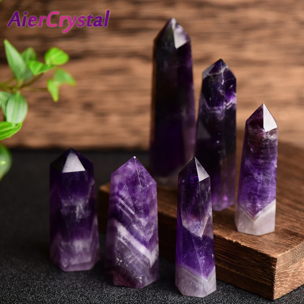 Натуральный Аметист, восстанавливающий энергетический камень, натуральное кварцевое украшение для комнаты, полированный камень рейки, обелиск, резная ручная работа, подарок 40-80 мм