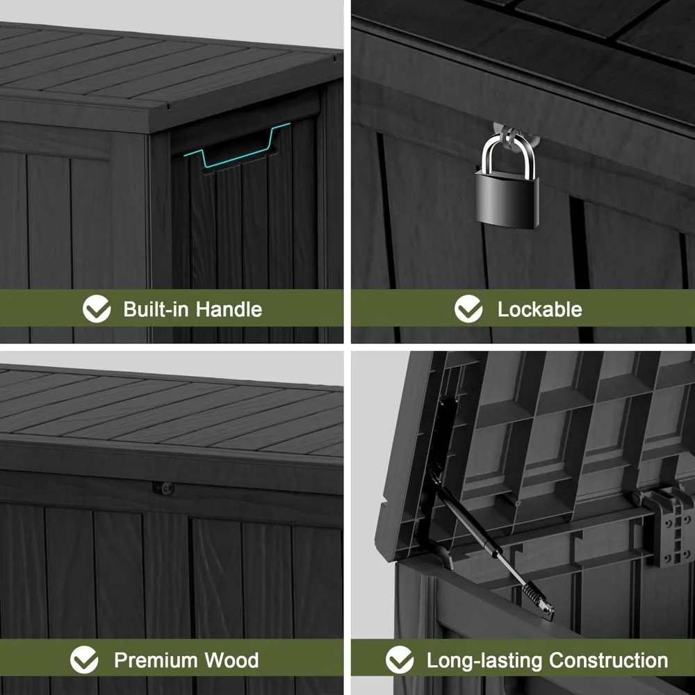 150 Gallon Waterproof Outdoor Storage Box, Lockable Deck Container for Patio Furniture & Garden Tools