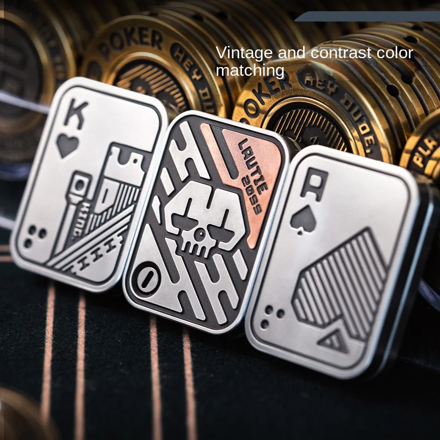 Metal Pushing Card EDC Fingertips Papa Brand Gyro Fidget Toys Poker AK King Antistress Push Cards Office Toy Gift for Adults
