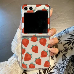 Colorful Fruit Pattern Folding Phone Case - Hard Clear Cover for Galaxy Z Flip 8 (A534 Strawberry)