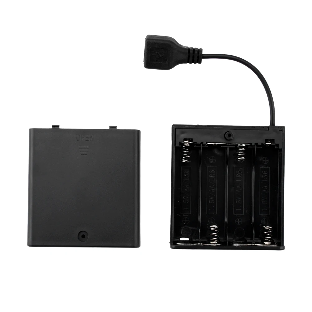 

3PCS/4PCS AA Battery Case with Cover USB Female Independent Battery Box Power Supply With Switch For LED Light Strip Toy