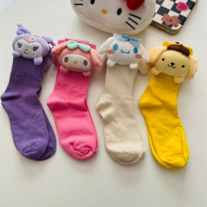 

New Girl Socks Spring and Autumn Combed Cotton Cartoon Children's Calf Socks Autumn and Winter Girl BowPrincess Long Tubecartoon