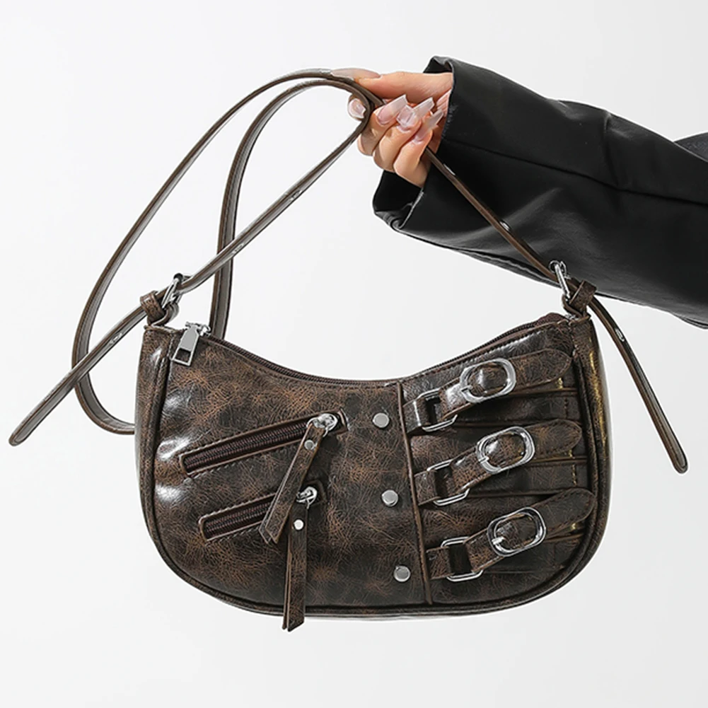 Y2K Borsa hobo retrò a mezzaluna di alta qualità con tracolla vintage da donna di grande capacità a mezzaluna solida casual sotto le ascelle_voghion.com