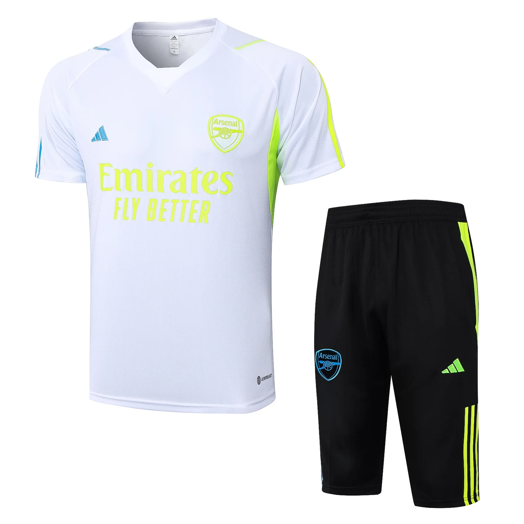Adidas Soccer Jerseys Men Short-sleeved Cropped Trousers Breathable Comfortable Trendy Training Suit White Black