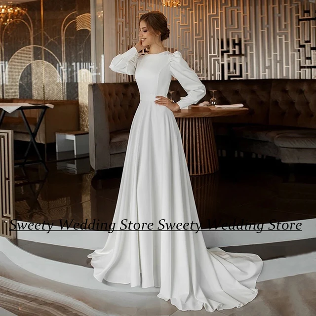 Simple Satin Wedding Dress, Bride Dress, Bridal Gown ,Dresses For