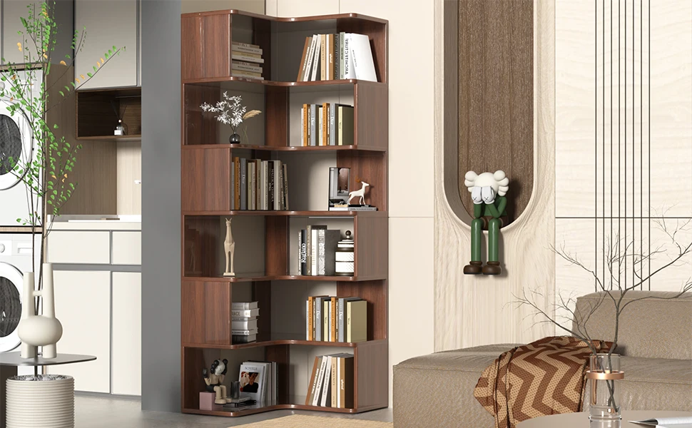 6-Tier Corner Bookshelf