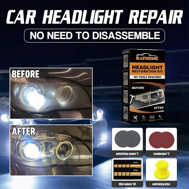 Headlight Cleaner And Restorer Kit Ceramic Car Headlight Cleaner Headlights  Polish Restore Kit No Power Tools Required For Car - AliExpress