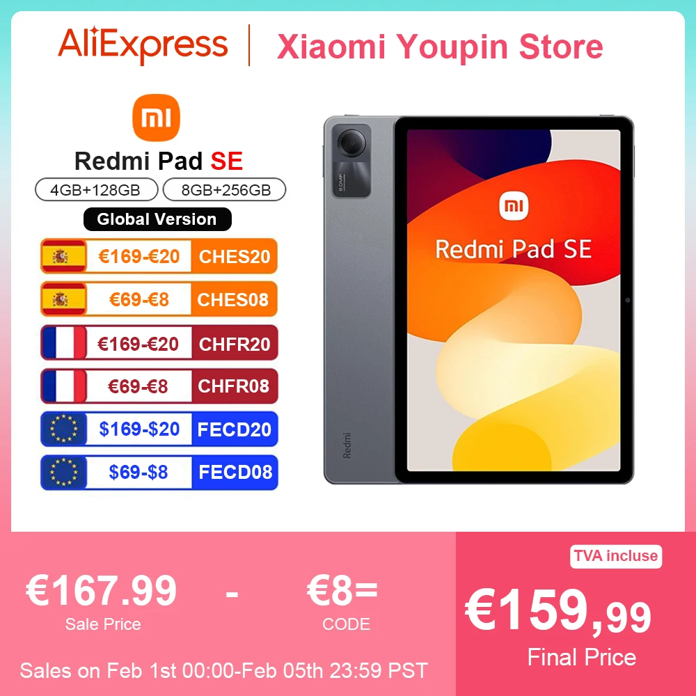 Xiaomi Redmi Pad Se Versione Globale Tablet 11 Pollici Fhd 90Hz Display Snapdragon 680 Piattaforma Mobile Batteria 8000Mah