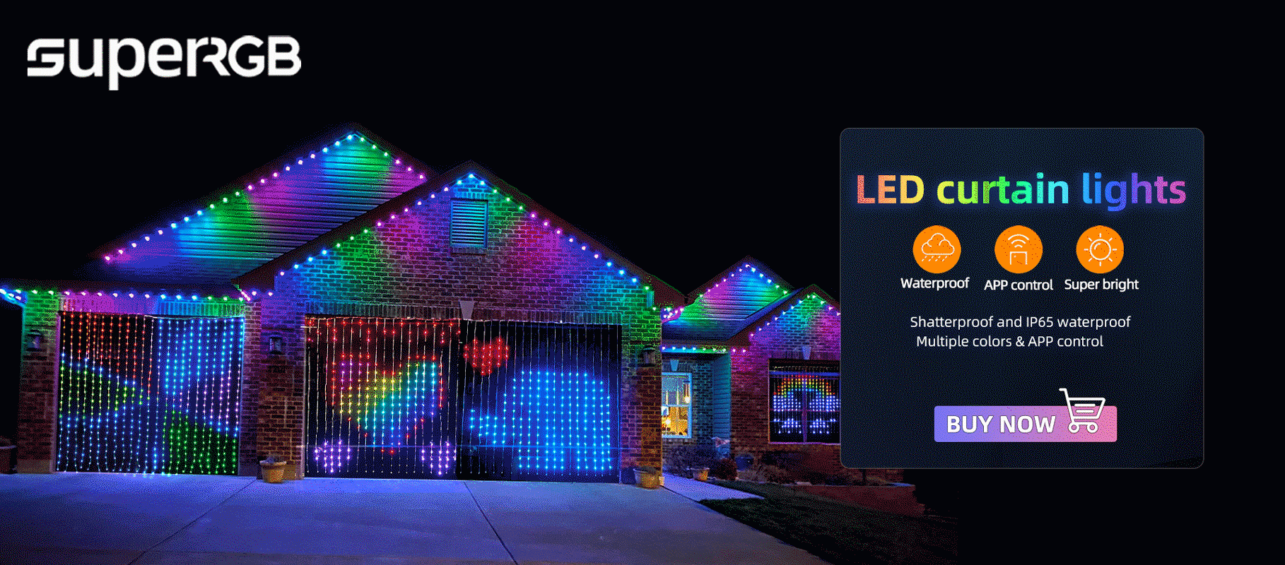 App Curtain String Light DIY Picture Text Display Led Fairy Light Garland RGB LED String Light Curtain Lights Wedding Decor