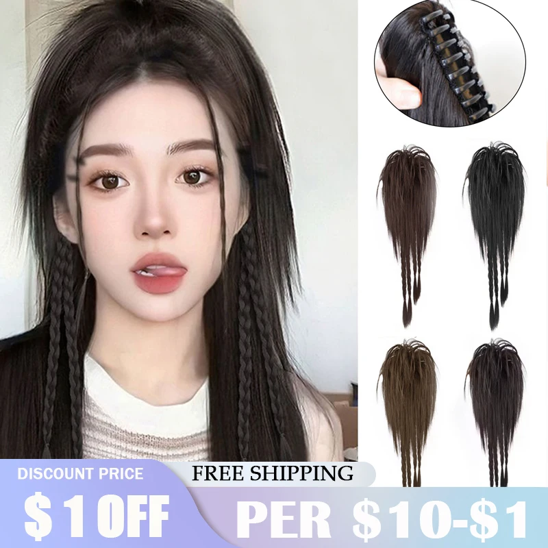 

Highlight Dyed Ponytail Wig With Clip Long Wavy Braided Ponytail Claw Clip In Ponytail Extensions For Women Braided Hair Pieces